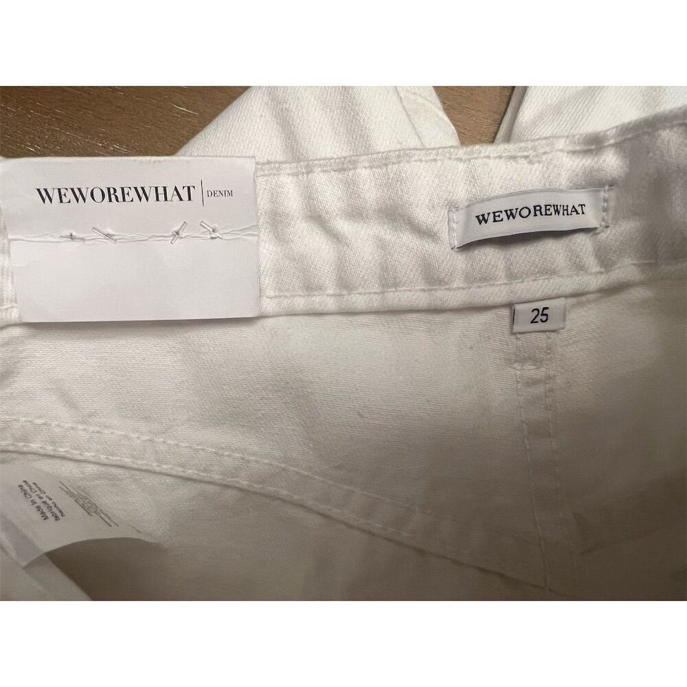 NWT Revolve WeWoreWhat Women's Crossover Straight Leg White Jeans Size 25 - Picture 8 of 9